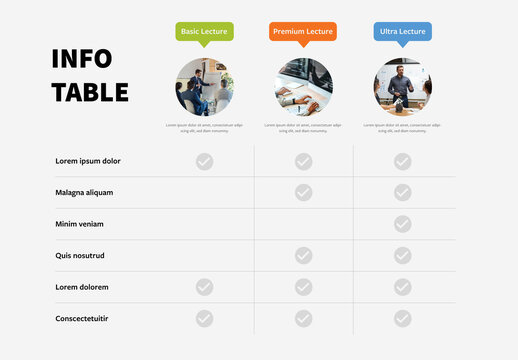 Info Table Infographic Layout with Three Columns