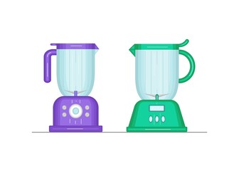 
Smoothie blender. Kitchen appliances. Multi-colored image on a white background. Flat design. Vector illustration.