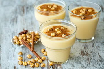 Boza or Bosa, traditional Turkish drink with roasted chickpea