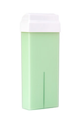 Green wax in cartridge for depilation or epilation isolated on the white