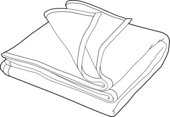 A line art vector illustration of folded blankets