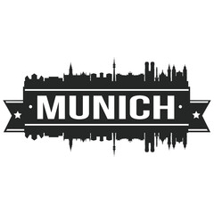 Fototapeta premium Munich Skyline Stamp Silhouette City Design Vector Art landmark Germany.