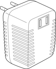A line art vector illustration of a voltage converter