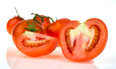 cut tomato on a white background