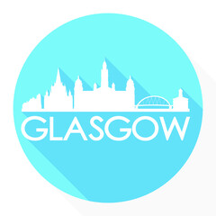 Glasgow Scotland Flat Icon Skyline Silhouette Design City Vector Art.