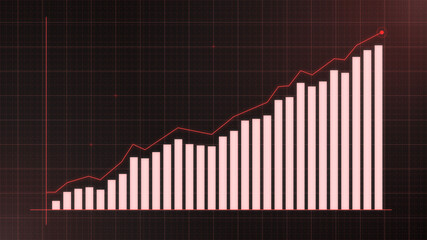 Technology digital orange and red growing bar chart. Abstract technology digital style illustration.
