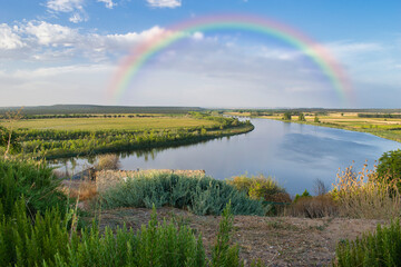 Ribera y curva del rio Duero a su paso por Castronu&ntilde;o, Valladolid