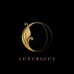 Golden Outline Initial Letter O luxury Logo, creative vector design concept for luxurious business.
