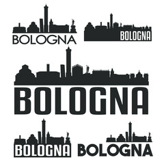 Bologna Italy Flat Icon Skyline Vector Silhouette Design Set. © josepperianes