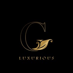 Golden Outline Initial Letter G luxury Logo, creative vector design concept for luxurious business.