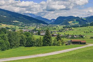 Hiking trail leading through beautiful mountain region in Altenmarkt im Pongau