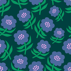 Seamless vector flower pattern in Scandinavian style.