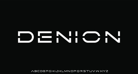 Denion, minimalist futuristic font alphabet vector set