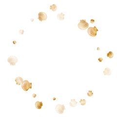 Gold chic seashells vector illustration, marine mollusks shells