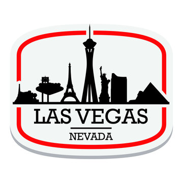 Las Vegas Nevada  Label Stamp Icon Skyline City Design Tourism.