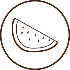 Simple Vector Icon Watermelon in Brown