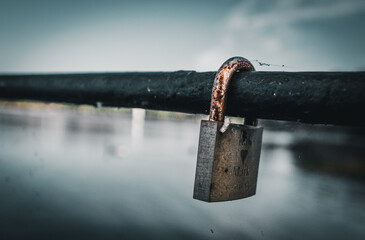 Lock on rail - love, together forever.
