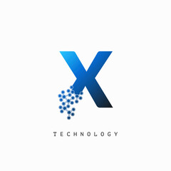 Obraz premium Techno Science Initial X Letter Logo Vector Design.