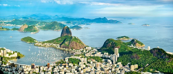 Papier Peint photo Lavable Brésil Paysage urbain de Rio de Janeiro du Corcovado au Brésil