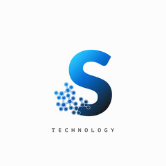 Techno Science Initial S Letter Logo Vector Design.