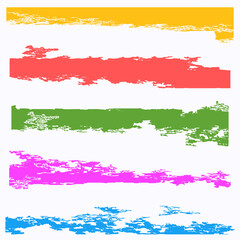 Brush strokes - original, bright colors, in grunge style - isolated on white background - vector. Abstract elements for design