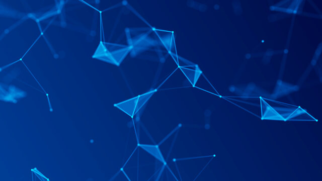 Abstract blue digital background. Big data visualization. Science background. Big data complex with compounds. Lines plexus.