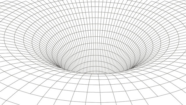 Tunnel or wormhole. Digital 3d wireframe tunnel. 3D tunnel grid. Network cyber technology. Surrealism. Background abstract vector image.