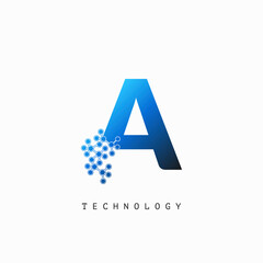 Techno Science Initial A Letter Logo Vector Design.
