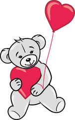 Teddy bear with two hearts