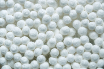 texture of white cotton swabs close up for background