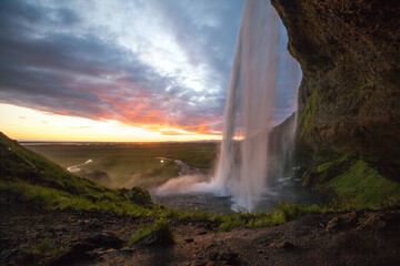 Fototapeta na wymiar Seljalandsfoss Waterfall on the South Coast of Iceland