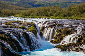 Fototapeta na wymiar Bruarfoss Waterfall during Summer in Eastern Iceland