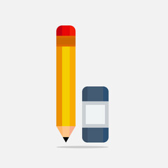 simple writing pencil and eraser icon vector design