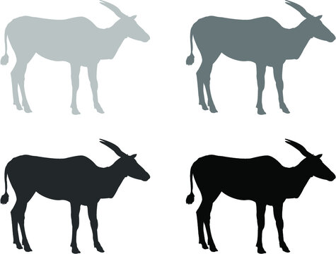 set of antelope silhouettes