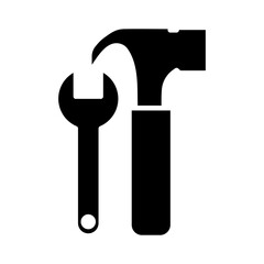 wrench and hammer tools silhouette style icon