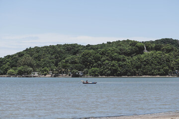 View sea and beach with blue sky at holiday time, Thailand