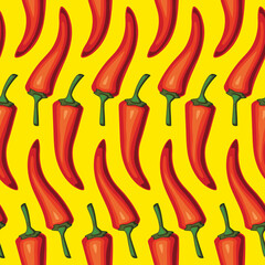 Red Hot Chili Seamless Pattern 02