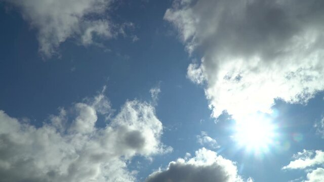 couds passing by on a clear and sunny day