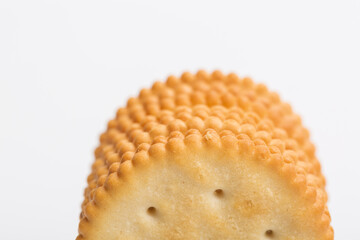 Cream sandwich biscuits on white background