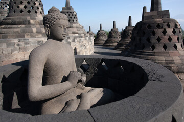 23 May 2008, Magelang, Java, Indonesia: Stupas and Statues on Borobudur Temple, Indonesia