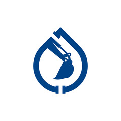 logo design excavator water plumbing vector