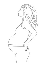 Młoda naturalna dziewczyna w ciąży - realistyczne proporcje - naturalny wygląd - prosta kreska - minimalizm