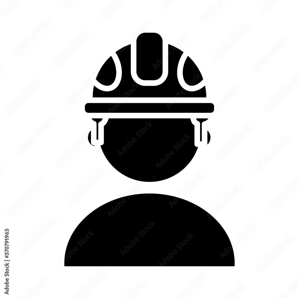 Wall mural constructor worker with helmet silhouette style