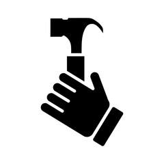 hand with hammer silhouette style icon