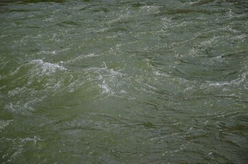 Mountain river flow up close. Fast waterphone.