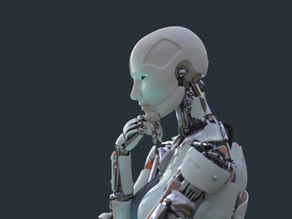 thinking robot on dark background
