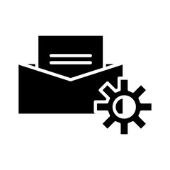envelope with gear settings machine silhouette style icon