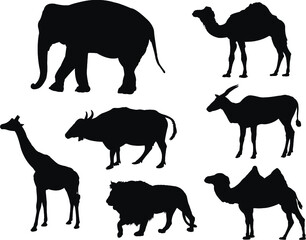 set of wild animals silhouettes
