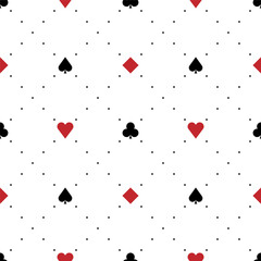 Suit of playing cards. Seamless pattern. Vector background