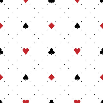 Suit Of Playing Cards. Seamless Pattern. Vector Background